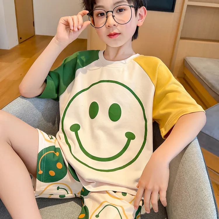 儿童男童睡衣纯棉夏季薄款男孩短袖夏天套装中大童外穿童装家居服