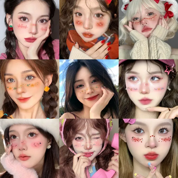  【到手10张】圣诞节妆容纹身贴儿童学生男女cos脸贴可爱甜美妆饰品