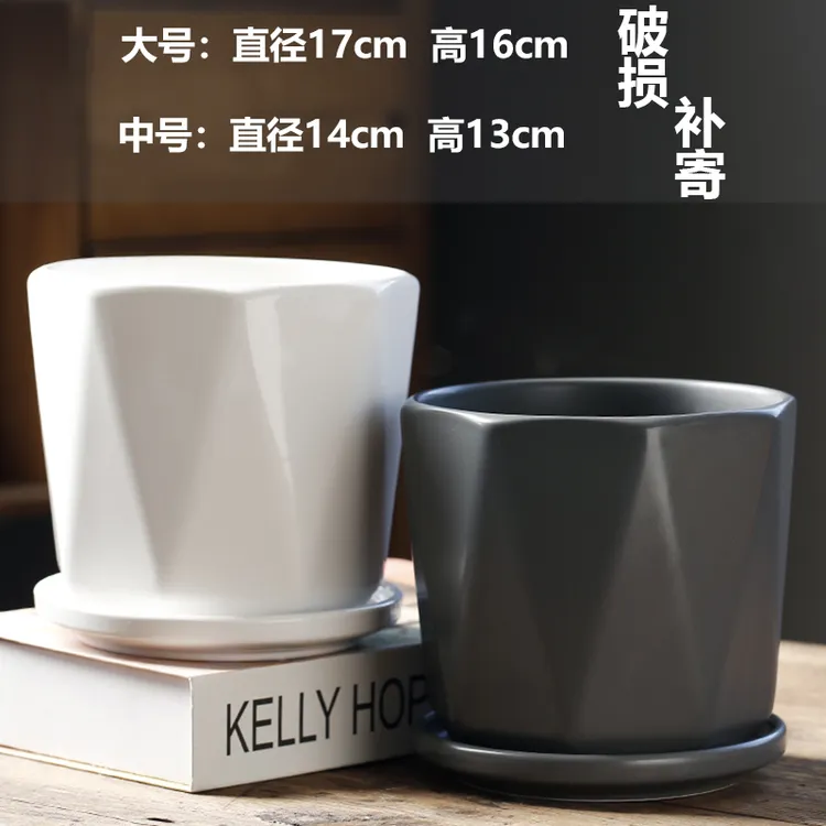 特大号花盆陶瓷大号家用带托盘简约创意绿萝个性多肉花盆蝴蝶兰盆