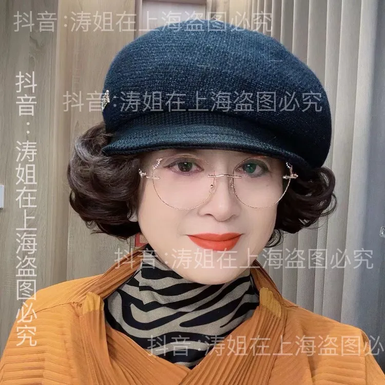 假发新款一体八角帽时尚女款四季薄款韩版百搭显脸小网红盆帽礼帽