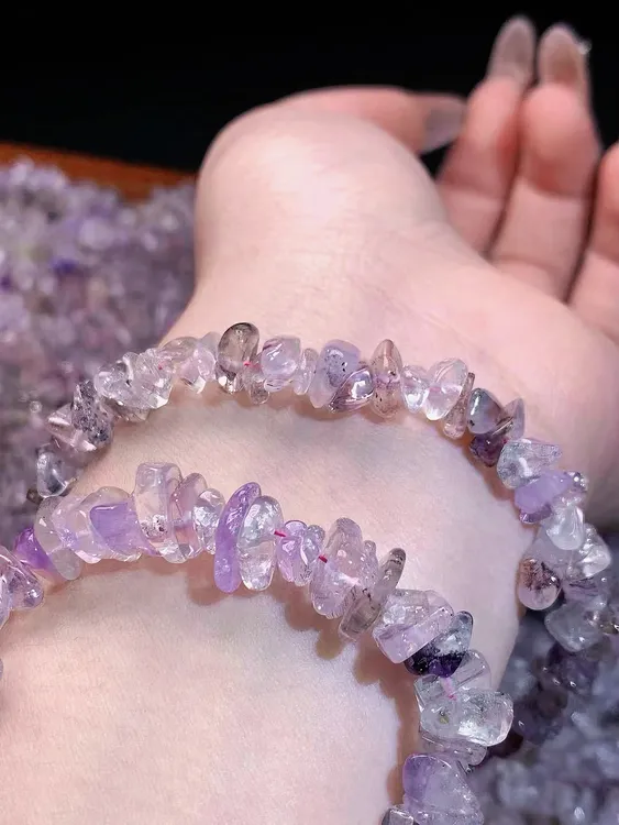 非金属仿水晶手链 高品质天然紫超七原石多矿物质消磁石能量石Z