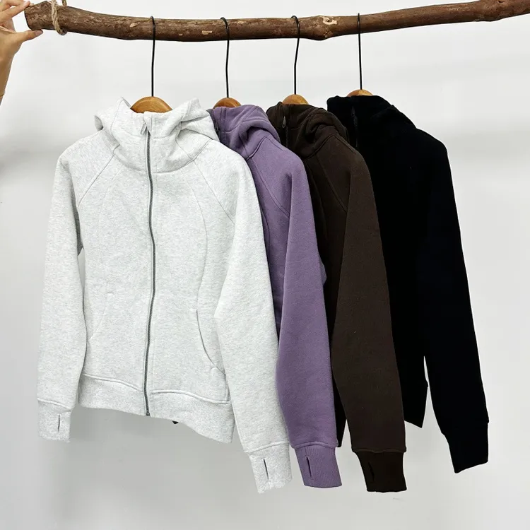 lu家scuba修身加绒卫衣女瑜伽拉链开衫连帽保暖运动秋冬外套