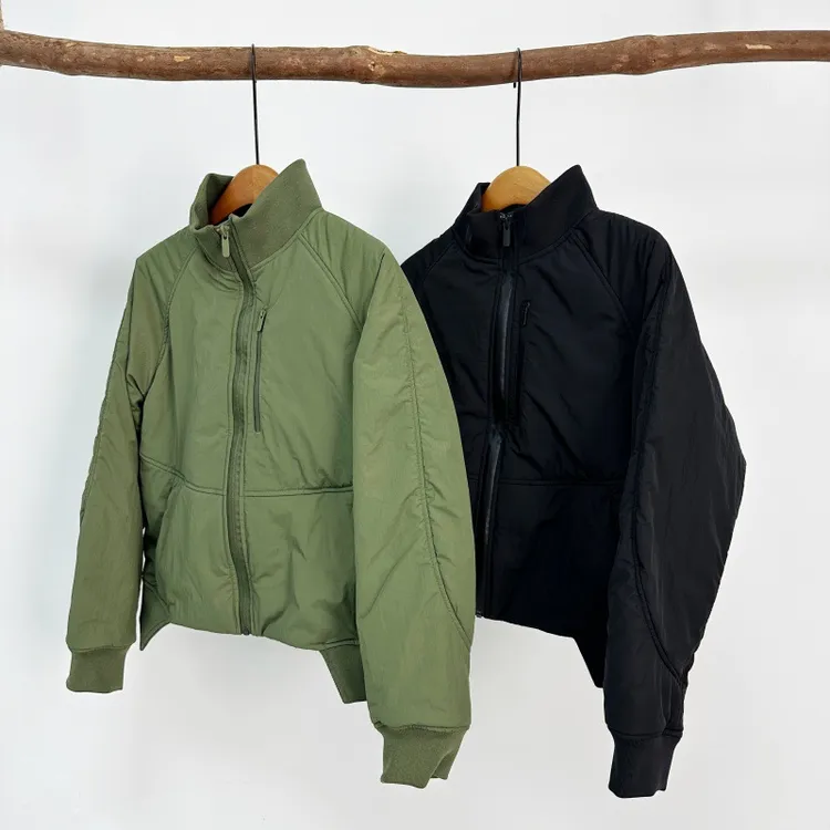 lu家棉服闭眼入女士短款带夹层飞行员夹克女款立领棉服保暖外套