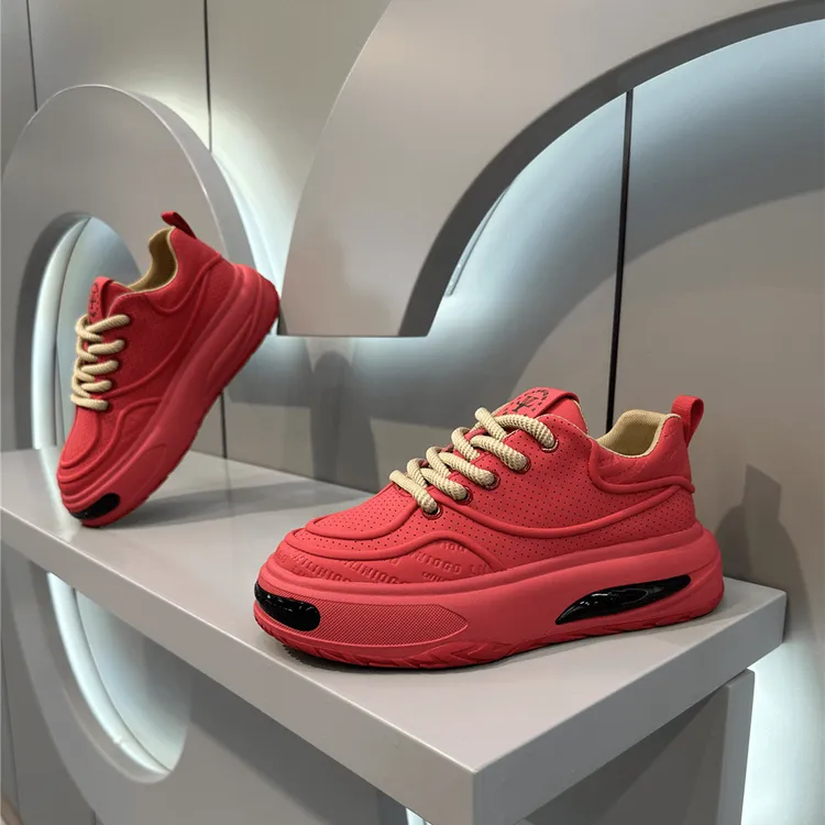 季摩蓓2024秋季新款男士运动休闲小白鞋时尚舒适厚底增高潮