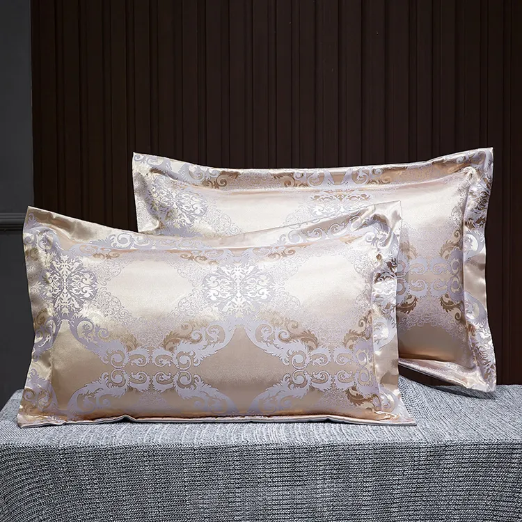 全棉提花单只枕套48×74cm/双人枕欧式贡缎高档成人枕头套一对家用