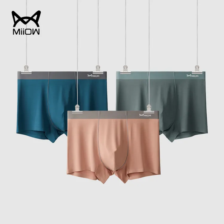 猫人【10A抑菌】经典无痕男士四季新款中腰舒适透气平角内裤舒服透商品图