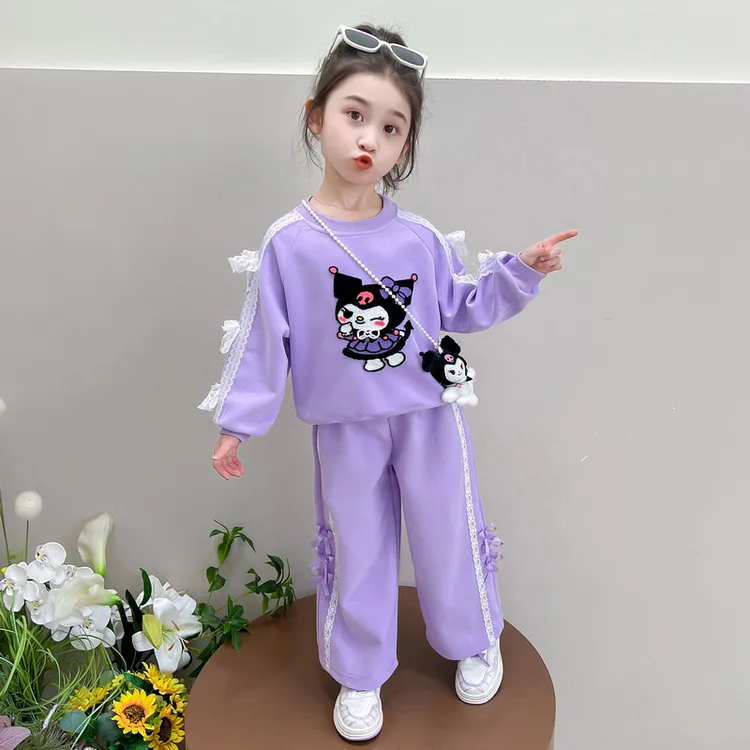 女宝宝秋季库洛米蝴蝶结卫衣套装2024新款女孩甜美洋气休闲两件套