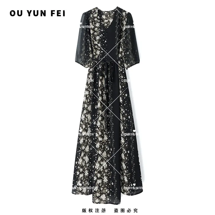 【满天星】法式休闲显瘦显高轻奢收腰优雅连衣裙F1535