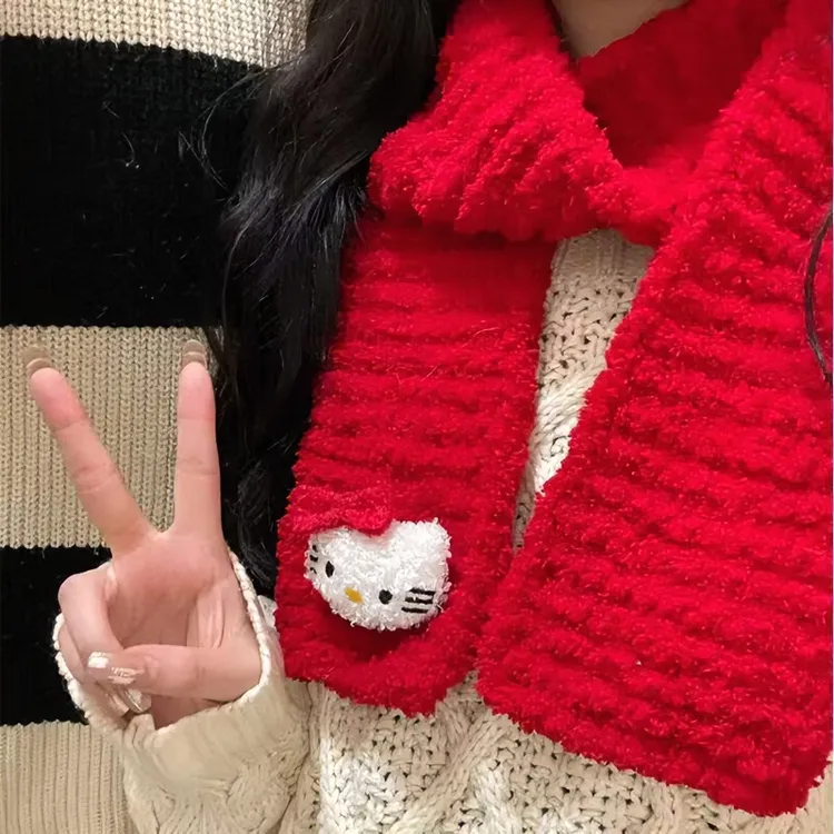 手工diy编织材料包珊瑚绒猫爪围巾毛线自织送男女朋友kt猫围巾