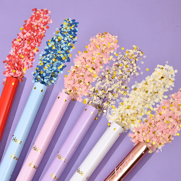 网红礼花筒生日派对小礼炮结婚礼花直播间羽毛手持喷花筒道具花瓣