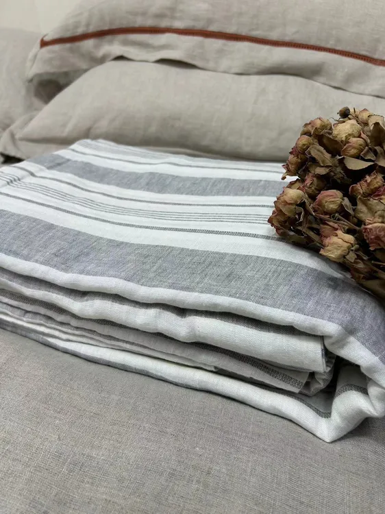 有机纯亚麻法国进口酵素水洗四件套