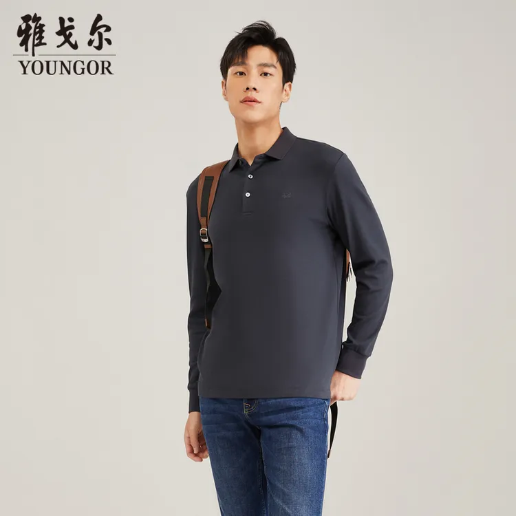 【天丝莫代尔】雅戈尔秋男士长袖POLO衫商务休闲户外翻领纯色T恤