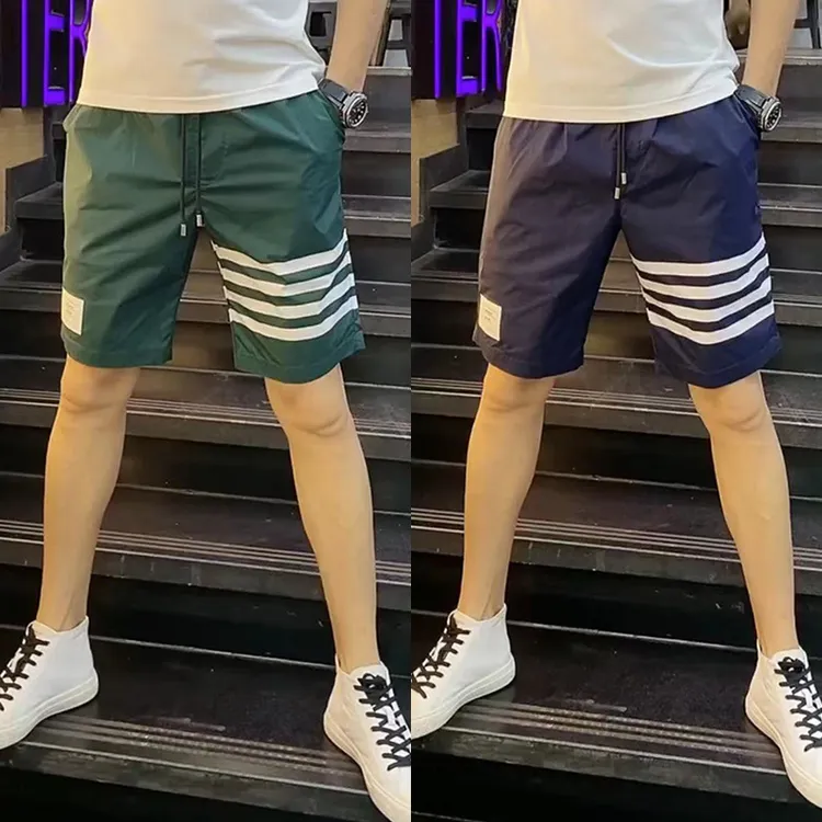 2025夏季薄款速干透气高品质男潮流外穿四道杠时尚运动五分裤