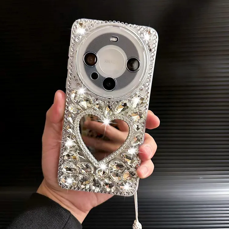 适用oppofindx8手机壳新款Findx8pro透明水钻女创意全包防摔挂绳