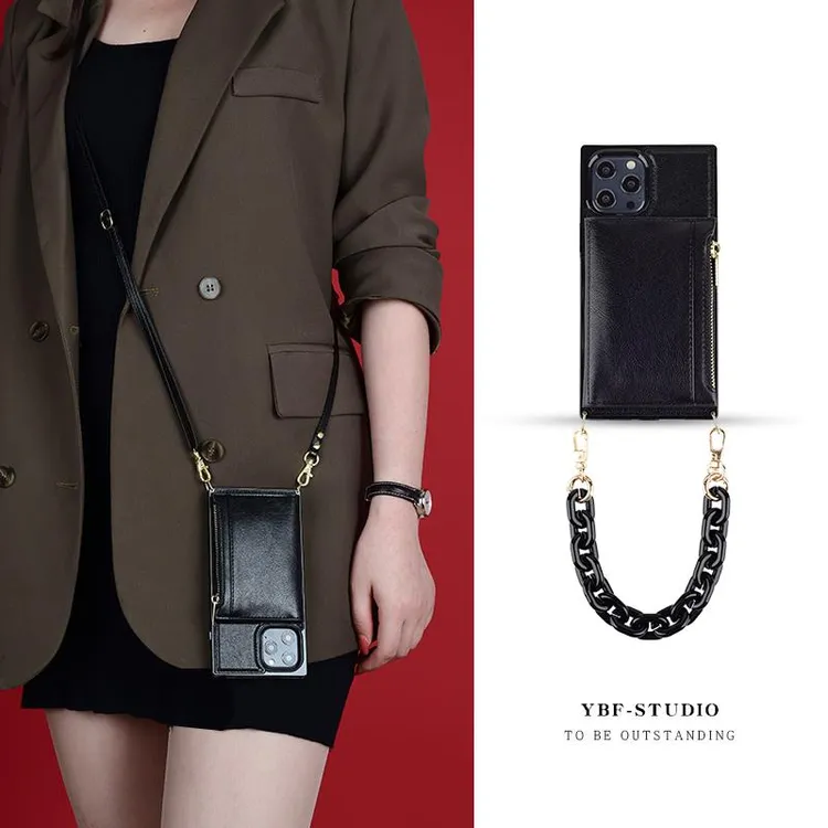 新款苹果16手机壳16promax斜跨钱包款15手机壳奢华iphone12女潮牌