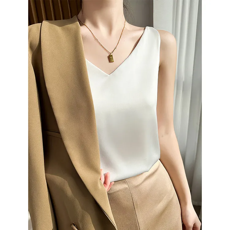 桑蚕丝吊带背心女百搭夏季外穿无袖美背气质时尚打底宽松简约上衣