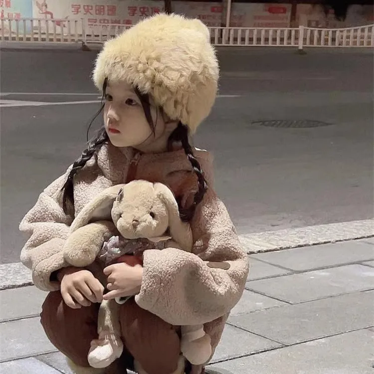 儿童帽子秋季洋气毛绒加厚保暖宝宝防风可爱护耳帽秋冬新款兔毛帽