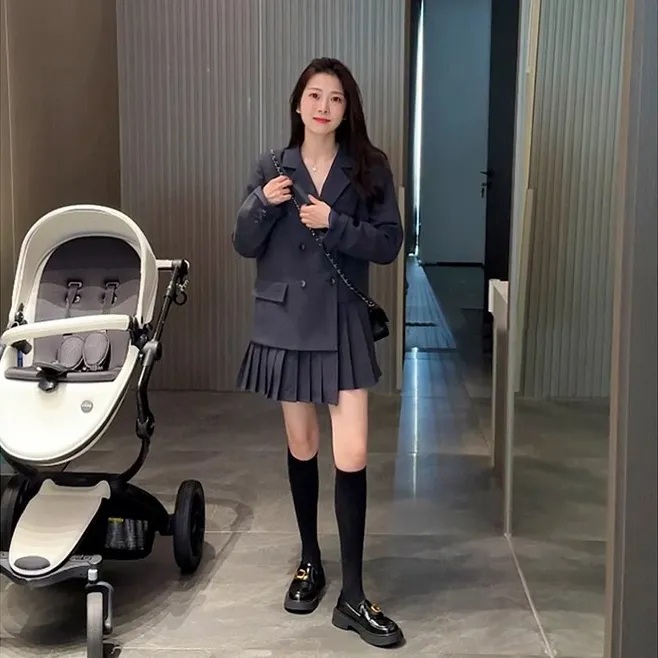 0196早春季新款小香学院风西装连衣裙子女装小个子穿搭一整套装裙