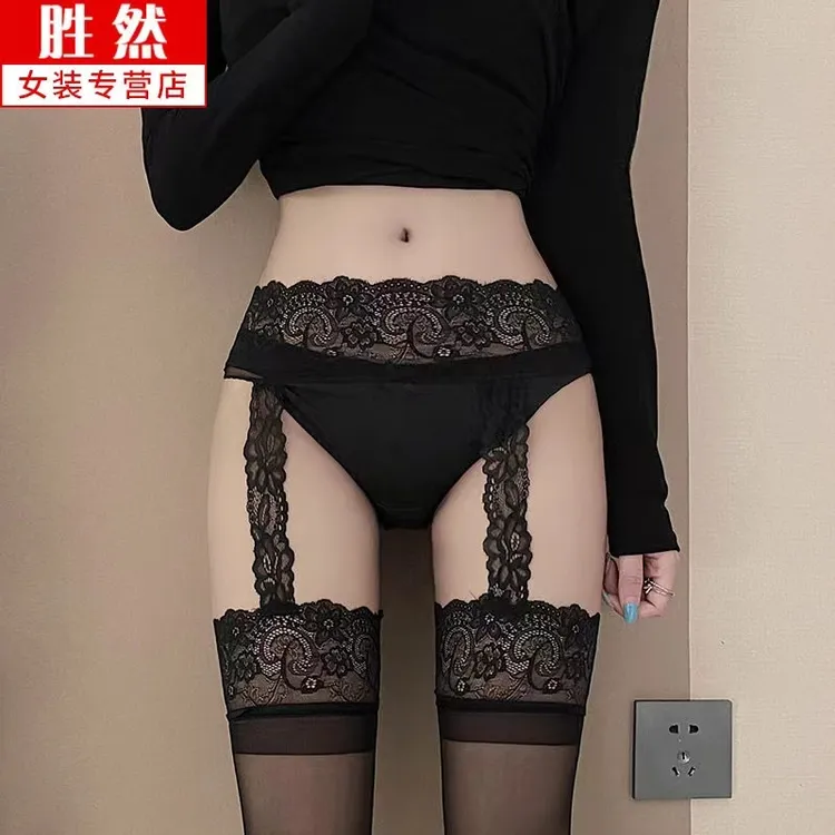 蕾丝花边吊带性感一体袜夏季薄款辣妹锈惑美腿防滑过膝高吊带
