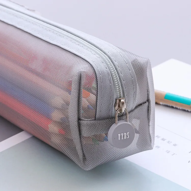 咔巴熊韩式简约网纱笔袋文具袋笔袋大学生初中生笔袋网纱简约笔袋