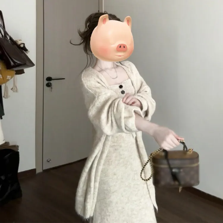 早秋高级感穿搭女2025新款韩系小香温柔风针织开衫半身裙三件套装