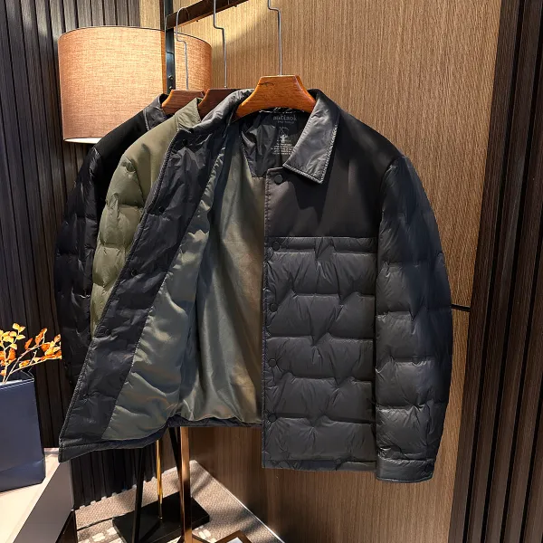 【轻盈过冬 保暖有型】25冬季男士高档简约翻领轻薄款白鸭绒羽绒服