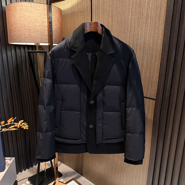 【雅痞绅士 气质御寒】25冬季男士高品质西装领白鸭绒假两件羽绒服