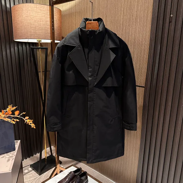 【意式高端  绅士御寒】冬季男士百搭高品质假两件中长款风衣羽绒服