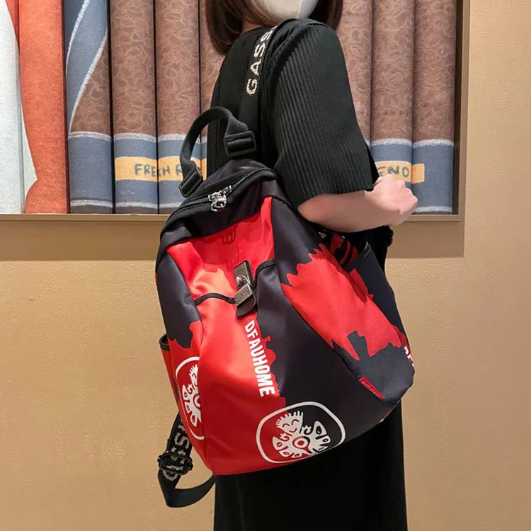 洋气个性中国风双肩包女2024新款时尚女士背包牛津布大容量旅行包