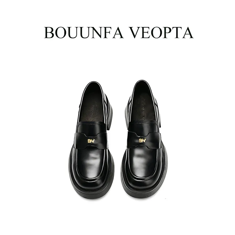 BOUUNFA VEOPTA【芯片】厚底金标乐福鞋女百搭时尚真皮英伦风小皮鞋