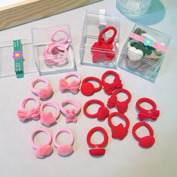 【俏萌宝】新款儿童毛巾圈头绳皮筋爱心星星盒装发圈发绳韩版