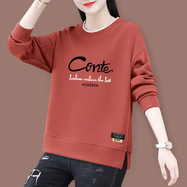 春秋卫衣女2025新款韩版大码洋气加绒加厚保暖时尚假两件薄款衣服