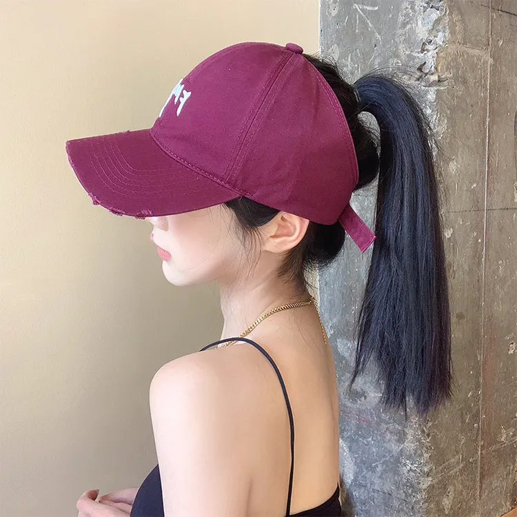 2024新款可扎高马尾棒球帽女夏季太阳帽遮阳帽防晒空顶鸭舌帽子潮