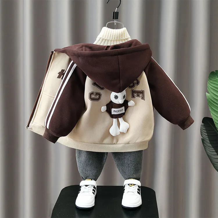 儿童加绒外套秋冬早春新款衣洋气时髦男女童新款帅气宝宝冬装衣服