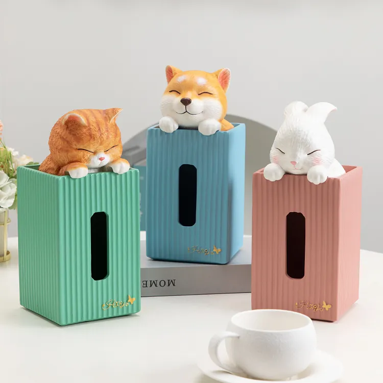 慧心巧聚柴犬抽纸盒家用客厅高档餐桌厕所洗手间纸巾盒桌面摆件