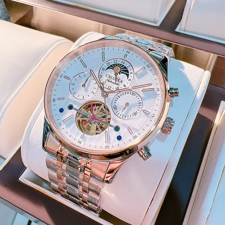 名表卡罗莱手表日月星辰商务全自动多功能机械表夜光男士高端腕表