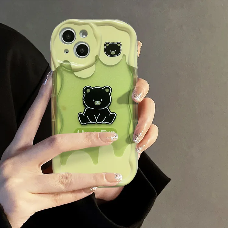 2023新款苹果15手机壳透明小众ins卡通可爱小熊全包防摔手机壳女