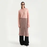 shenshen/兟甡网眼长毛衣/时尚/中长款/秋冬/设计师/圆领/女士
