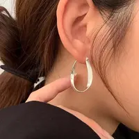 阿卡妍 925银耳饰 莫比乌斯大尺寸耳扣小众设计感素圈耳圈冷淡风