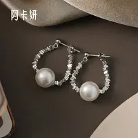 阿卡妍 925银耳饰 时尚碎银几两珠珠耳环清新优雅气质女款ins耳饰