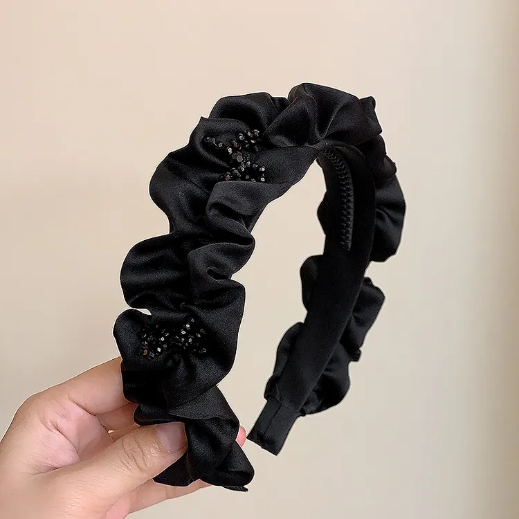 轻奢法式显脸小发箍女黑色百搭褶皱高级感头箍压发时尚气质发饰秋