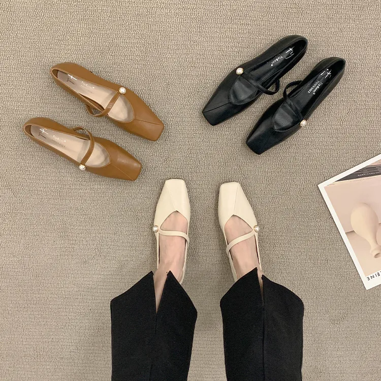 玛丽珍女鞋子女鞋浅口低跟温柔风晚晚鞋平底小众女春夏季新款春季