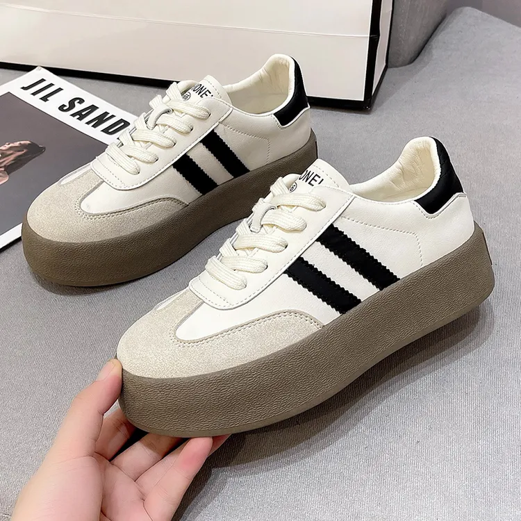 ☆兰诗芙★德训鞋休闲女鞋新款百搭厚底鞋子小白鞋透气运动秋季板鞋