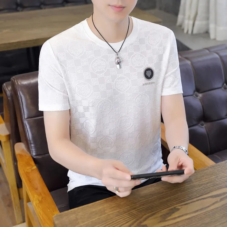 【高品质欧货】2025夏季高端休闲冰丝T恤 清爽透气男士上衣短袖潮流