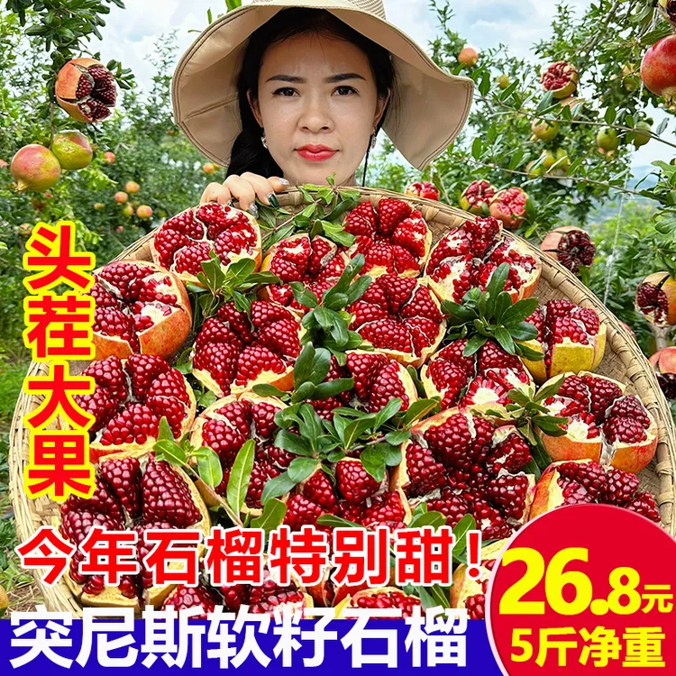 【现货爆甜】大凉山会理突尼斯软籽石榴新鲜四川当季水果5/8斤装