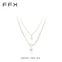 铜合金合成锆石项链 FFX【沧海拾贝】系列设计师定制双层休闲链