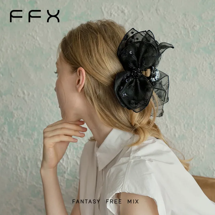 弗弗西FFX【伯爵玫瑰】网红爆款气质抓夹新款时尚国潮立体黑色发饰