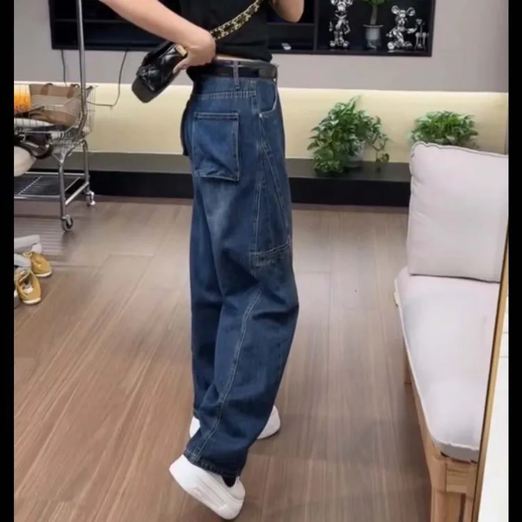 阔腿裤牛仔裤女式新款2025春季萝卜显瘦大码弯刀裤宽松香蕉镰刀裤