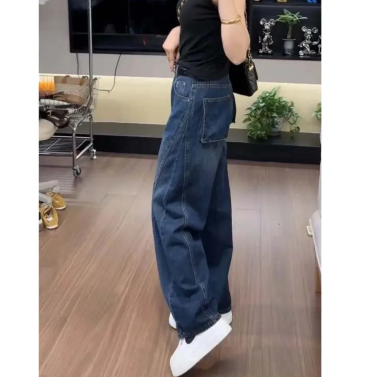 阔腿裤牛仔裤女式新款2025春季萝卜显瘦大码弯刀裤宽松香蕉镰刀裤