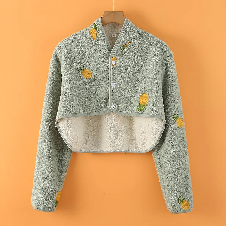 牛奶绒护肩睡觉防寒保暖坎肩女月子喂奶神器披肩护颈椎秋冬长袖厚